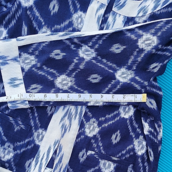 Chicos Blue and White Size 1 Patterned Jacket - Picture 5 of 7